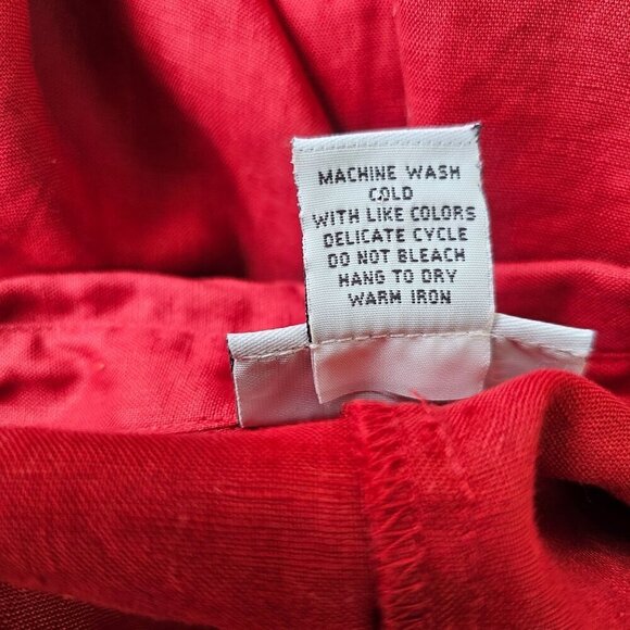 Avenue Washable Linen Maxi Shirt Dress Plus Sz 18/20 Red Slveless LaceUp Back - Picture 8 of 8